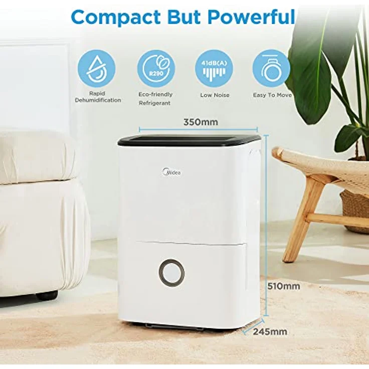 Midea DF-20DEN7-WF Luftentfeuchter Weiß (440 Watt, Raumgröße: 130 m³) – Bild 3