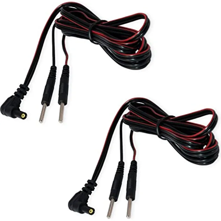 Axion Elektrodenpads TENS-EMS-Geräte Anschlusskabel, Set 2 St., 2mm Steckanschluss für verlustfreie Reizstromübertragung