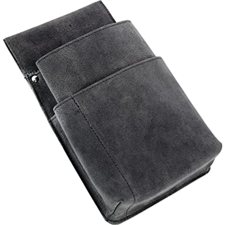 Alassio Gürteltasche Leder 10 cm für Kellnerbörsen, grau, 100% Leder, 15 cm x 4 cm x 22 cm