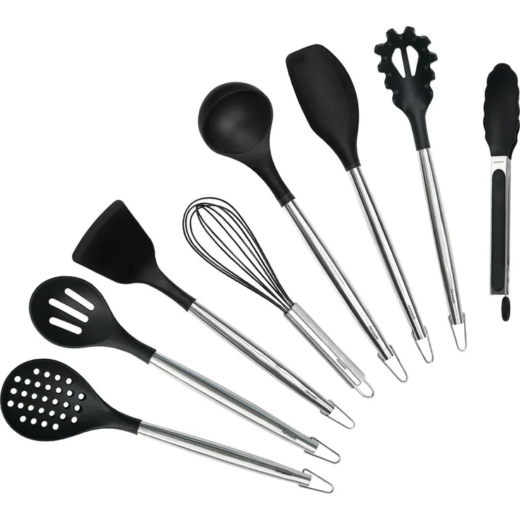 Hanseatic Kochbesteck-Set hanseatic PREMIUM, 8-tlg. Küchenhelfer-Set mit Edelstahlgriffen und praktischen Aufhänghaken