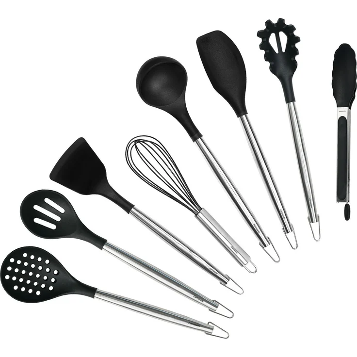 Hanseatic Kochbesteck-Set hanseatic PREMIUM, 8-tlg. Küchenhelfer-Set mit Edelstahlgriffen und praktischen Aufhänghaken