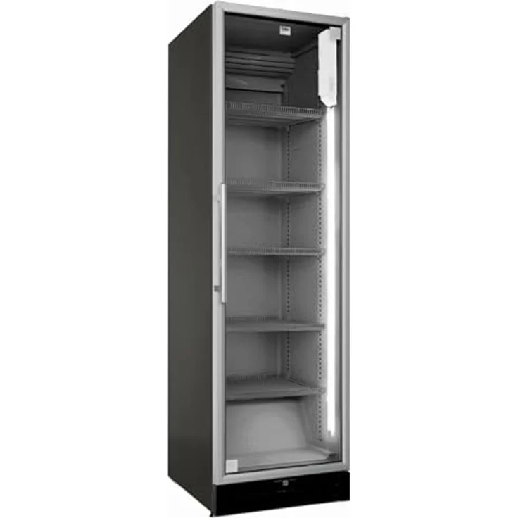 Beko ADN 221S BP Kühlschrank, 455 Liter Nutzinhalt, silberfarben, gewerblich zertifiziert, mit verschließbarer Glastür und automatischer Abtauung – Bild 1