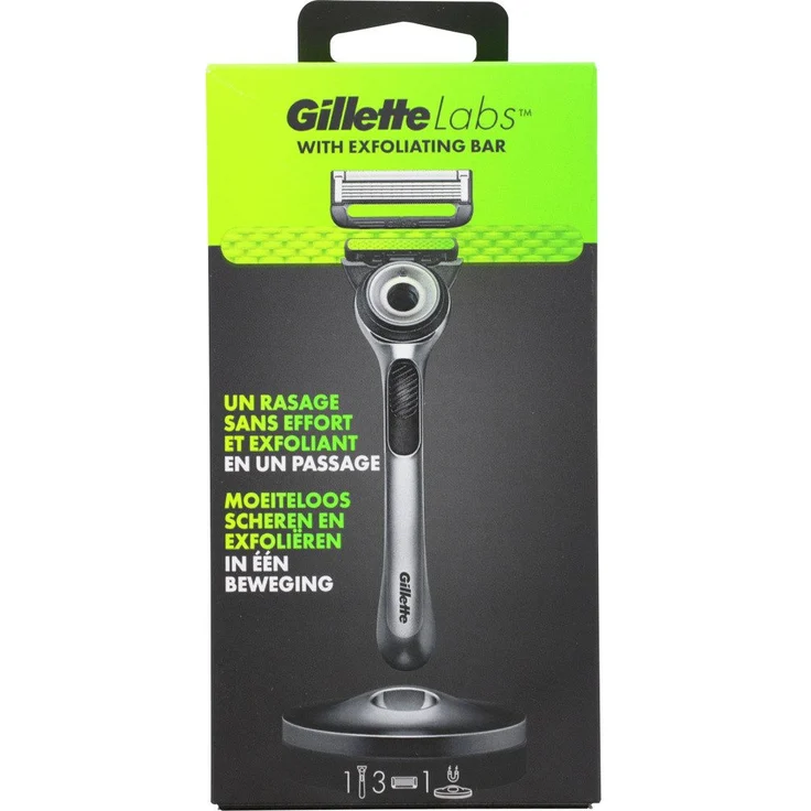 Gillette Elektrorasierer Gillette Labs Rasierer Schwarz, Peelingstange, inkl. 3 Klingen – Bild 1