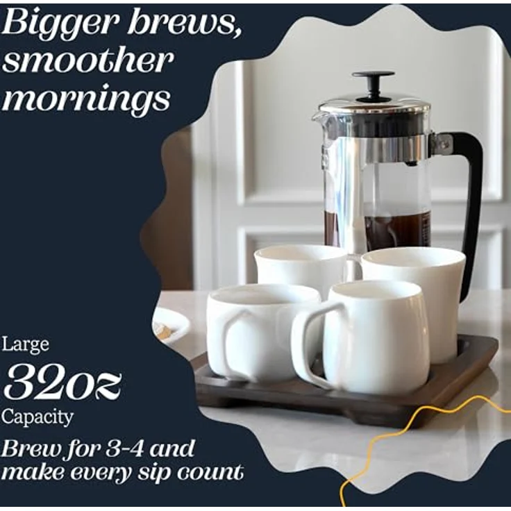 Espro Kaffeepresse, P5-32 oz, Glas und Edelstahl, FFP Einzelhandelsverpackung 32 Ounce Glas-Edelstahl – Bild 2