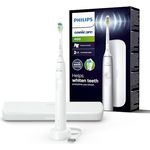Philips Sonicare 4100 – elektrische Philips Sonicare Zahnbürste für Erwachsene mit 1 x Philips W2 Optimal White Bürstenkopf in Weiß, schlankem Reiseetui und USB-Ladegerät (Modell HX3683/33)