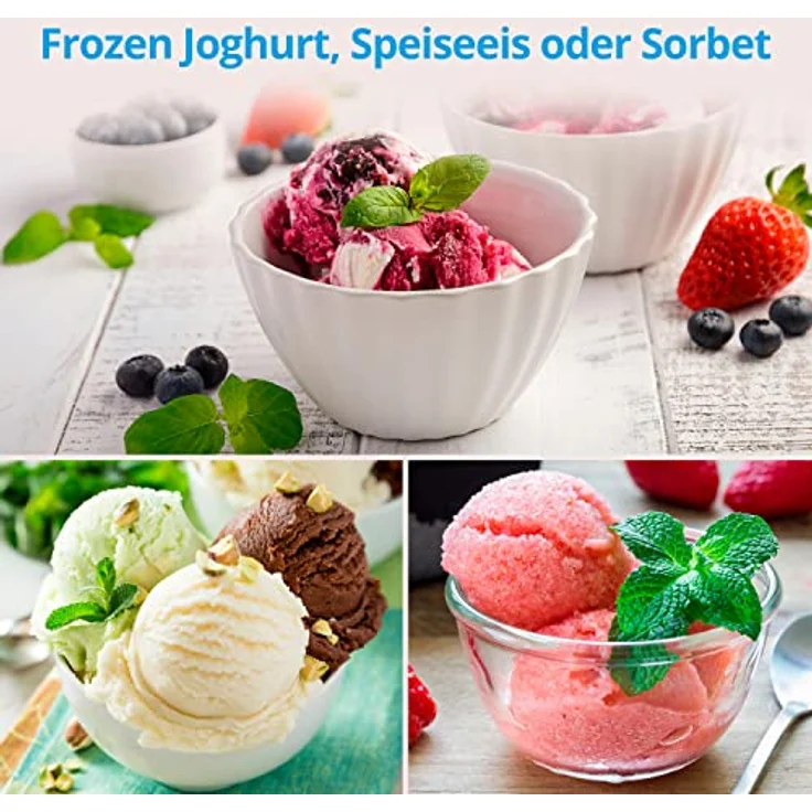 Medion Eismaschine MD 18387, 1,5 l, 150 W, silber, schwarz – Bild 3