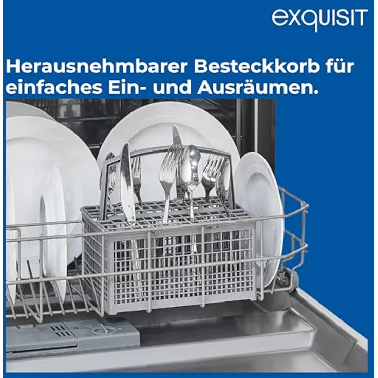 Exquisit EGSP56312-E-030E Einbau-Geschirrspüler, 12 Maßgedecke, 49 dB(A), Startzeitvorwahl, Aquastop, höhenverstellbarer Geschirrkorb, silber – Bild 8