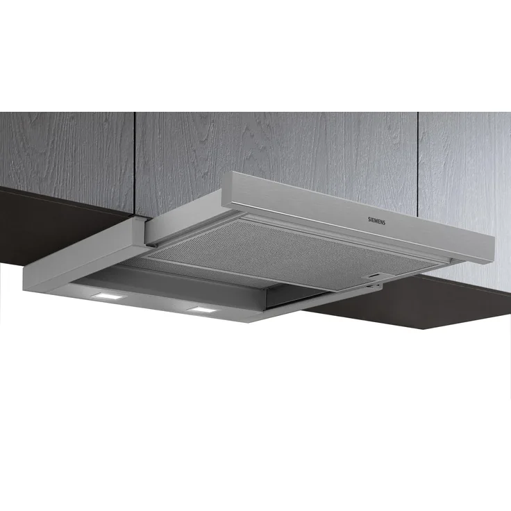 Siemens LI63LB526 Flachschirmhaube, silbermetallic, mit 2 Leistungsstufen und LED-Beleuchtung