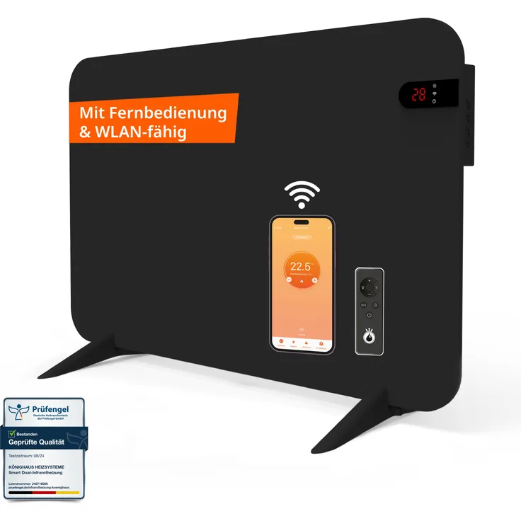 Könighaus Infrarot Infrarotheizung 450W Smart Dual-Infrarotheizung mit Display - Stand/Wandmontage + Fernbedienung, vielseitiges Heizpaneel
