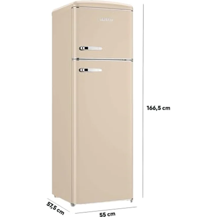 SEVERIN RKG 8985, Retro Kühl- & Gefrierkombination, creme, 246 L Nettovolumen, Gefrierfach oben, nur 39 dB, LED-Beleuchtung – Bild 5
