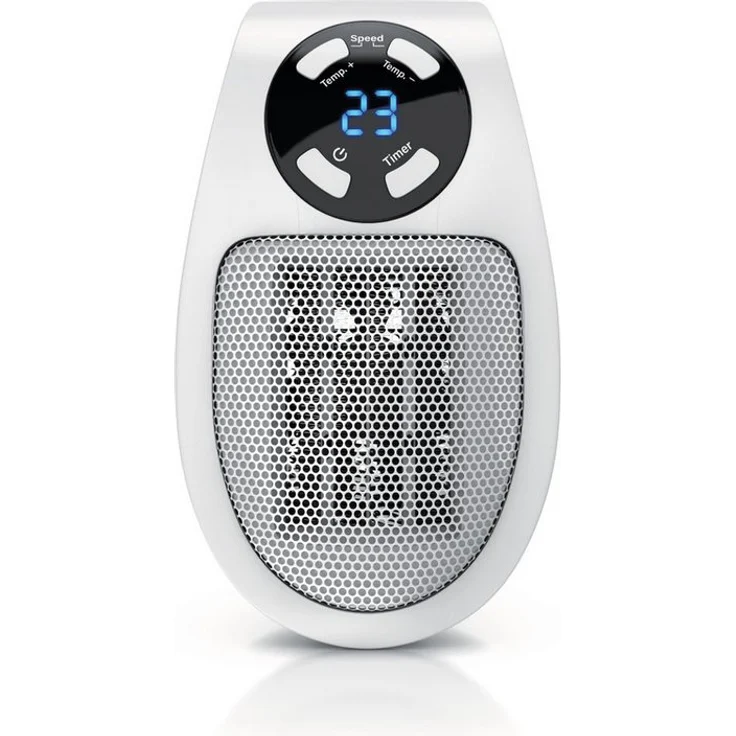 Brandson Keramikheizlüfter 500 W, Steckdosen Mini Heizlüfter mit Temperaturregelung, Fernbedienung - Kompakt und mobil (weiß/schwarz)
