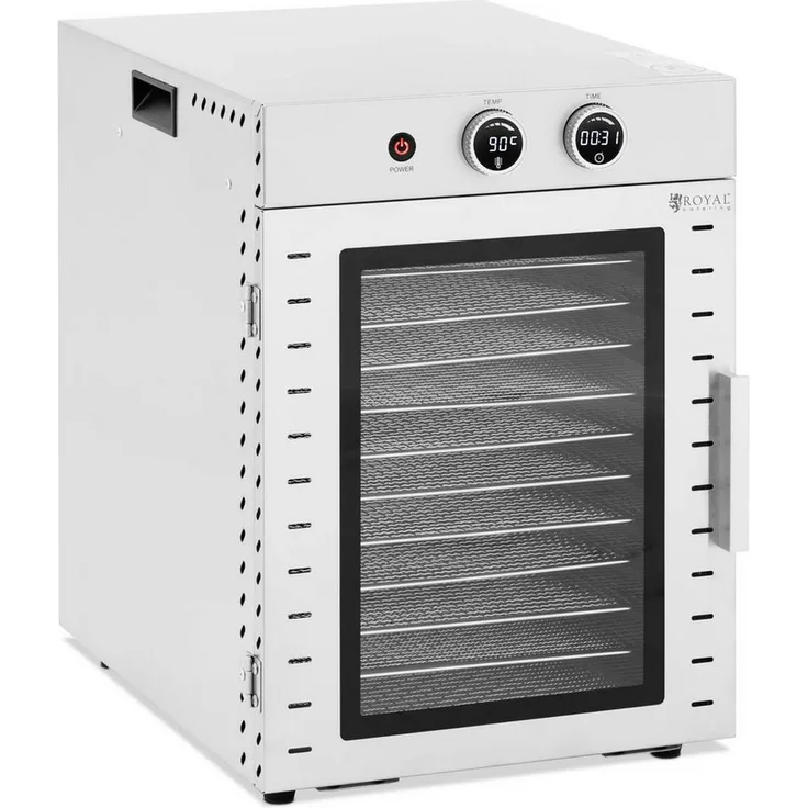 Royal Catering Dörrautomat Obst 1000 W 12 Etagen Timer 1000 W, Edelstahl/Glas