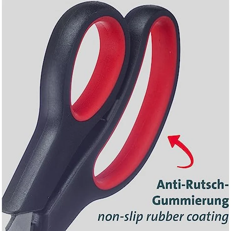 Westmark Haushaltsschere 21 cm – Allzweckschere ideal für das Schneiden von Kunststoff, Papier, Pappe und mehr – rostfreier Edelstahl, PP, TPR, schwarz, rot – Bild 4