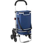 MONZANA® 3in1 Einkaufstrolley 56 L klappbar abnehmbare Tasche 6 Rollen Tragegurt Treppensteiger Einkaufswagen Einkaufshilfe Trolley Blau Meliert