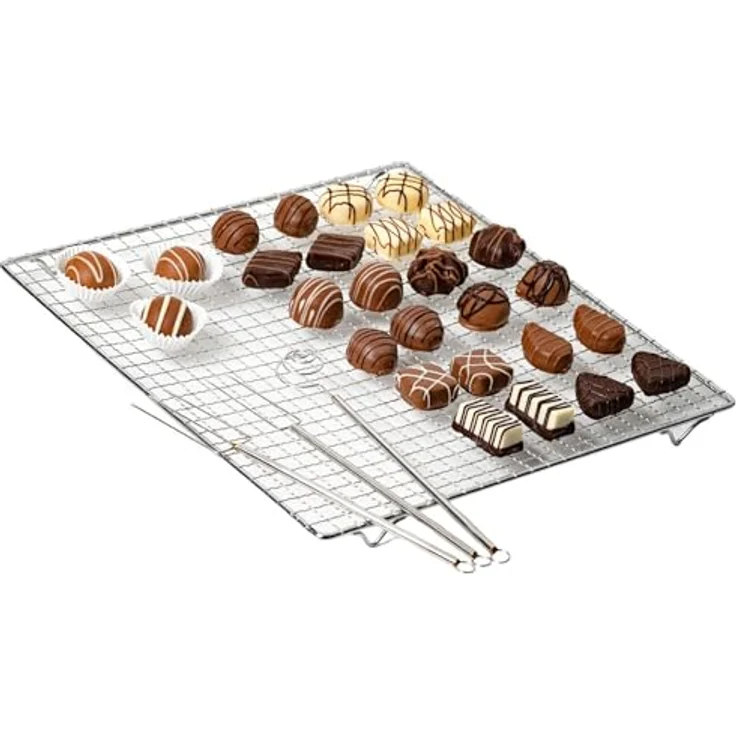 Westmark Pralinen--Dekorier-Set: 2 Tauchgabeln, 1 Tauchspirale, Abtropfgitter und Rezepteheft, Stahl-Rostfreier Edelstahl, Silber, 31472260 – Bild 2
