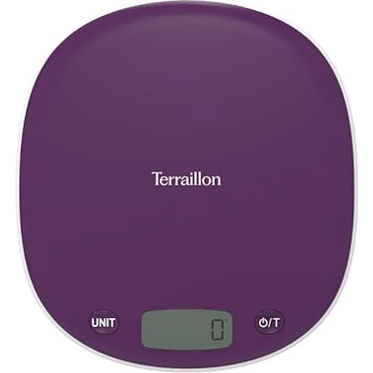 Terraillon Küchenwaage, Mit Tara-Funktion, Flüssigkeitsanzeige, Griffaussparung, Bis 5 kg, Macaron, Pflaumenfarben – Bild 9