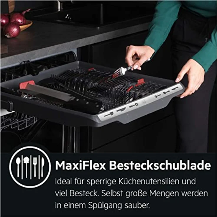 AEG FSE7571AP Einbaugeschirrspüler, vollintegrierbar, 14 Maßgedecke, 9,9 L Wasserverbrauch, Besteckschublade, AquaStop, Energieeffizienzklasse B – Bild 7