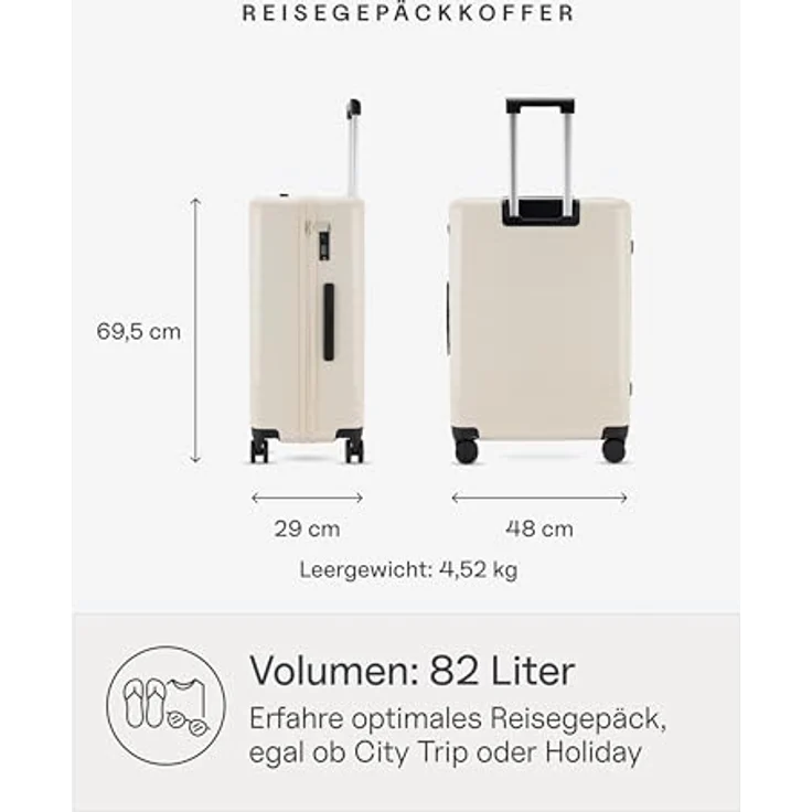 Kapten & Son Heathrow Essential Check-In, Hartschalenkoffer groß 82 L in Sandstone mit austauschbaren 360°-Rollen und TSA-Gepäckschloss – Bild 2