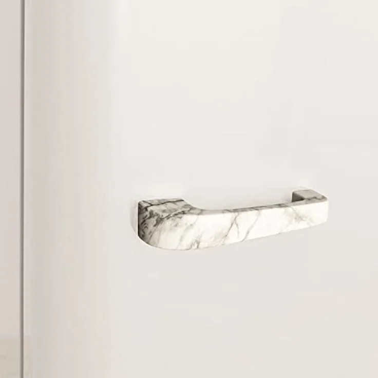 CREATE Retro Fridge 150 Marble, Kühlschrank mit Gefrierfach 281L in Cremeweiß, 3 Ablagen, niedriger Energieverbrauch, 150cm, Temperaturregelung – Bild 4