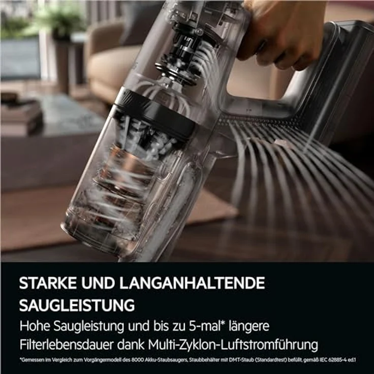 AEG ULTIMATE 8000 AP83AB25DG Akku Staubsauger mit Absaugstation | 5-Stufen Filtration | Automatik-verlängerte Laufzeit | für Hartboden, Teppich, Tierhaare | 25,2V Akku wechselbar | Dunkelgrau – Bild 4