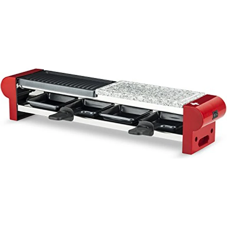 H.Koenig RP4 Raclette-Gerät - 4 Personen - Steingrill und Grillplatte - inkl. Pfännchen - 600 W - rot – Bild 8