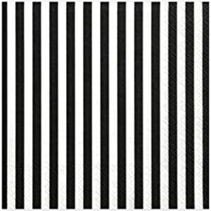 PartyDeco Gestreifte Servietten, schwarz, 3-lagig, 33 x 33 cm, 20 Stück – Bild 1