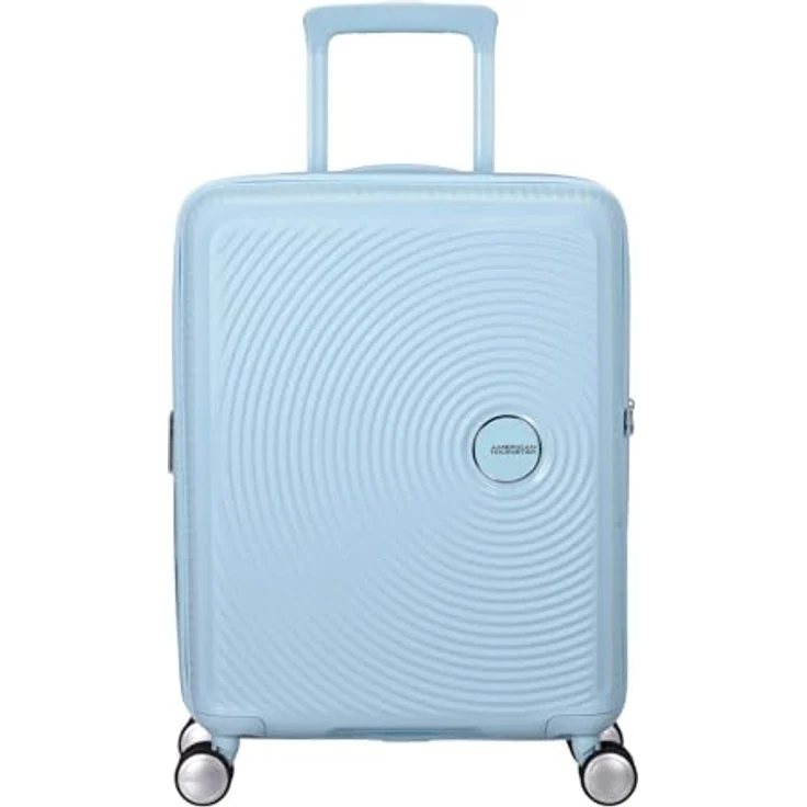 American Tourister Soundbox Spinner 55/20 TSA EXP Trolley, leichtgewichtiger Koffer in Pastel Blue mit großem Hauptfach – Bild 1