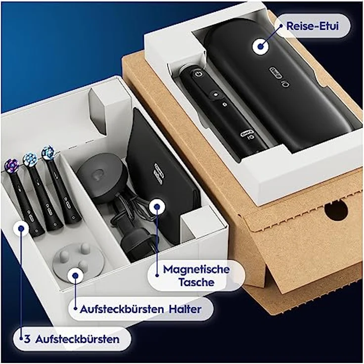 Oral-B iO Series 8 Plus Edition Elektrische Zahnbürste/Electric Toothbrush, PLUS 3 Aufsteckbürsten inkl. Whitening, Magnet-Etui, 6 Putzmodi, recycelbare Verpackung, Geschenk Mann/Frau, black – Bild 3
