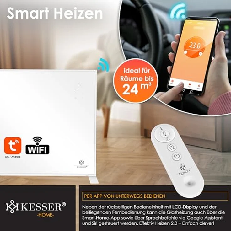 KESSER Infrarotheizung, 350W Energiesparend Infrarot Standgerät & Wandmontage Elektroheizung, IP44 Spritzwasserschutz, Allergikerfreundlich – Bild 6