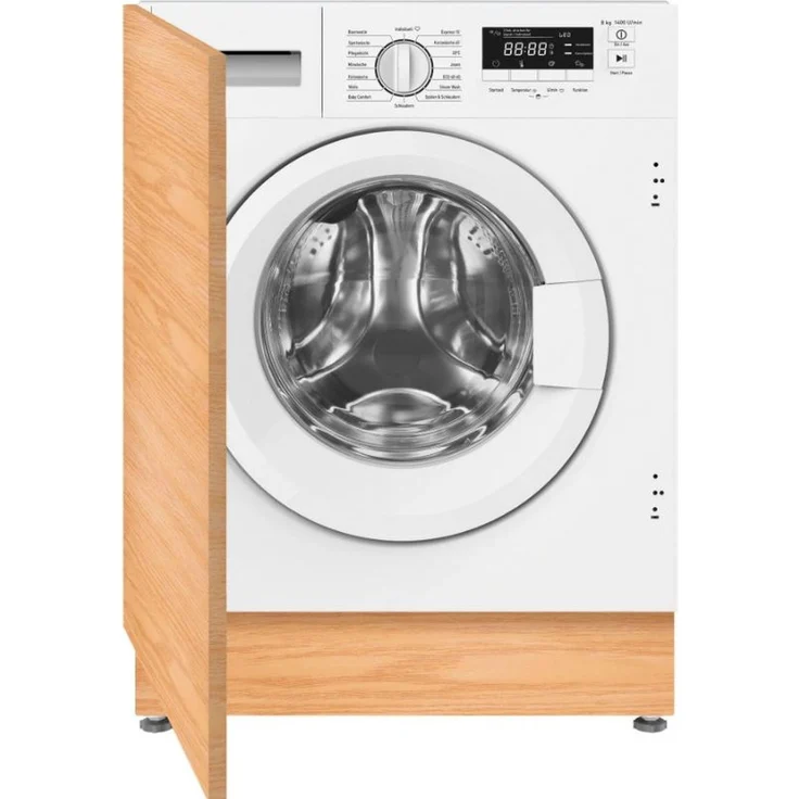 Amica EWA 34660 W, Einbau-Waschmaschine mit 8 kg Fassungsvermögen, Energieeffizienzklasse A, AquaStop und Mengenautomatik