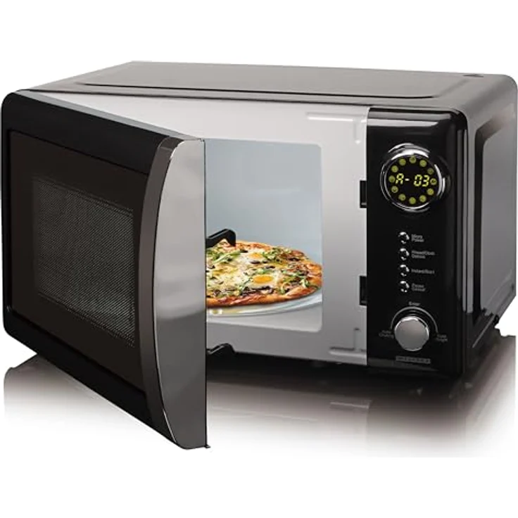 Melissa 16330132 Mikrowelle - Solo-Mikrowelle - 700 Watt - 20 l Volumen - 5 Leistungsstufen - Auftaufunktion - Glasteller - LED Display - schwarz – Bild 2