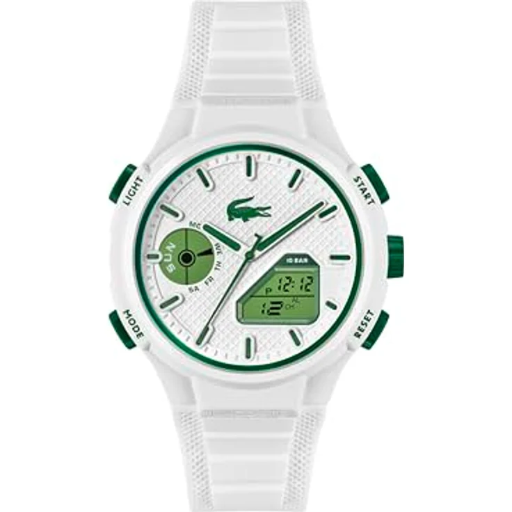 Lacoste Quarzuhr LC33 2011364, Herrenuhr mit analogen und digitalen Funktionen, weißen Silikonarmband, wasserdicht bis 10 bar – Bild 2