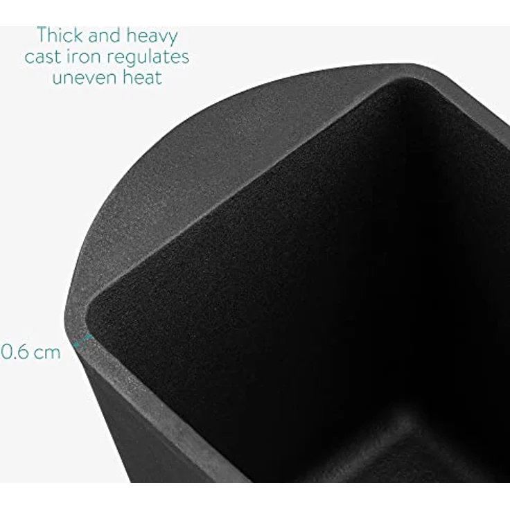 Navaris Gusseisen Brotbackform mit Deckel - 34 x 13 x 13cm - Kastenform Backform Auflaufform - Dutch Oven rechteckig mit Griff zum Brot Backen und Kochen – Bild 4