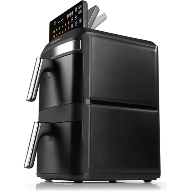 GOURMETmaxx FryUp XL, vertikale Doppelkammer Heißluftfritteuse 12 L mit 9,6 Zoll Multi-Colour LED-Touchdisplay, 12 Programmen und SYNC- & MATCH-Funktion – Bild 3