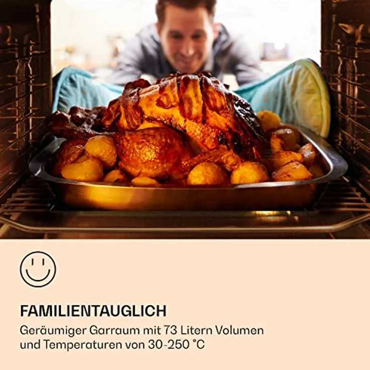 Klarstein Backofen, Einbau-Backofen mit 11 Modi, Backofen Einbaugerät mit Stecker, Einbaubackofen mit Auftau & Grill-Funktion, 73L Ofen mit App-Control & Drehschalter, Elektro-Backofen in Schwarz – Bild 5