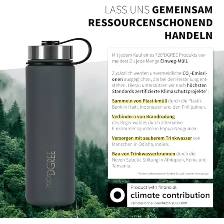 720°DGREE Edelstahl Trinkflasche Kinder 530ml “noLimit” - Auslaufsicher, für Kohlensäure, BPA-Frei, Thermosflasche mit Schraubverschluss und Gratis Sportdeckel – Bild 4