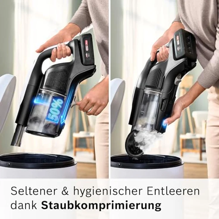 Bosch Akku-Staubsauger Unlimited 10 BTS1042WAC, kabellos, MicroClean Technology, HEPA-Filter, TFT-Display, 4 Ah Akku, LED-Licht, weiß – Bild 5