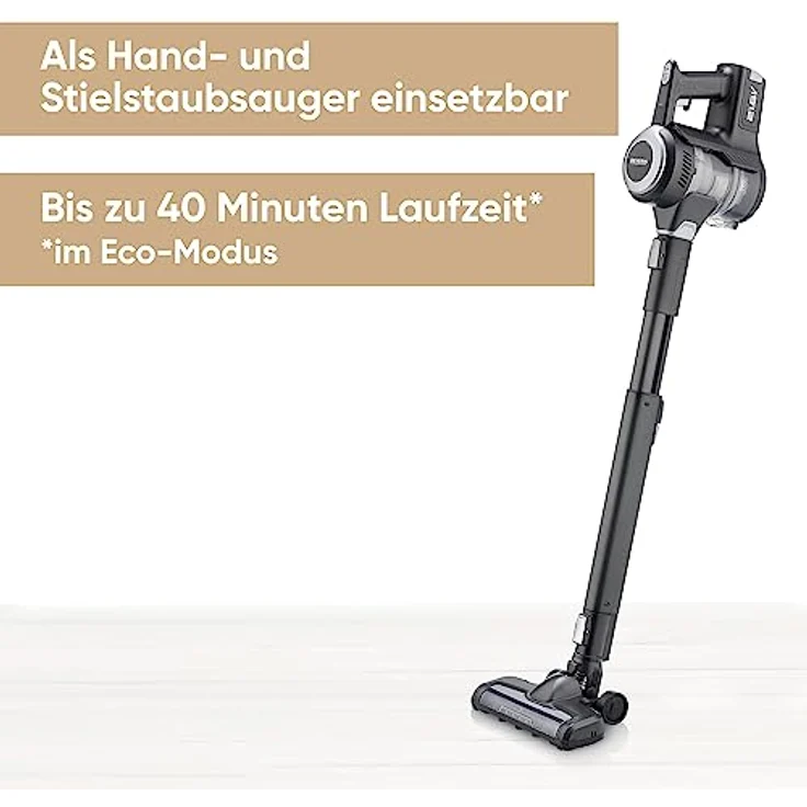 SEVERIN 2-in-1 Stiel- und Handstaubsauger HV 7155, leistungsstarker Akku Staubsauger für Tierhaare, kabelloser Staubsauger mit bis zu 40 min Akkulaufzeit, schwarz – Bild 2
