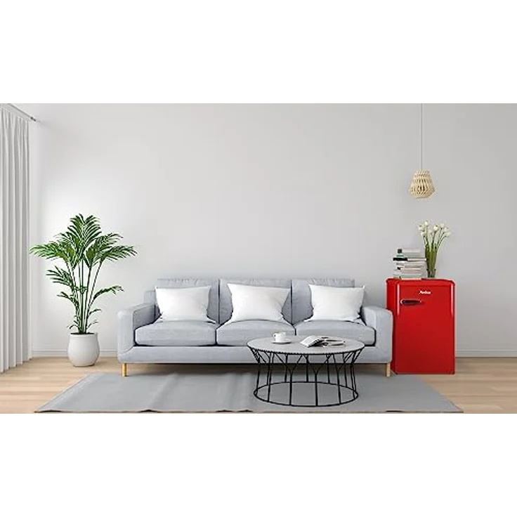Amica KSR 361 160 R Kühlschrank mit Gefrierfach/Chili Red (Rot) / 88cm Höhe/Retro-Design/LED-Beleuchtung/Gemüseschublade – Bild 5