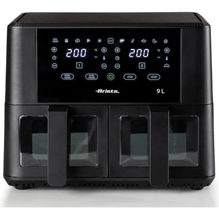 Ariete 4631 Doppel-Luftfritteuse 9 l, 2400 W, 11 Programme, bis zu 3,6 kg, Temperatur bis zu 200 °C, Doppelkorb, Schwarz – Bild 2