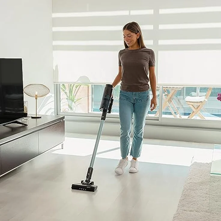 Cecotec Handstaubsauger Conga Rockstar 1500 Ray Pure, kabellos mit 215 W, 12 kPa, 25,2 V Akku, 45 Min. Laufzeit, 3 in 1, Mischbürste, 2 Programme, Parallelzyklon, 500-ml-Tank - Weiß – Bild 2