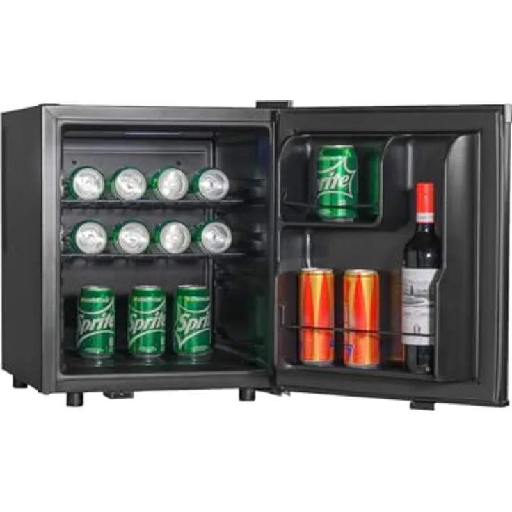 METRO Professional Minibar GMB1045B, 45 L, leiser Betrieb mit LED-Beleuchtung, 2 verstellbare Einlegeböden, umkehrbare Tür, schwarz
