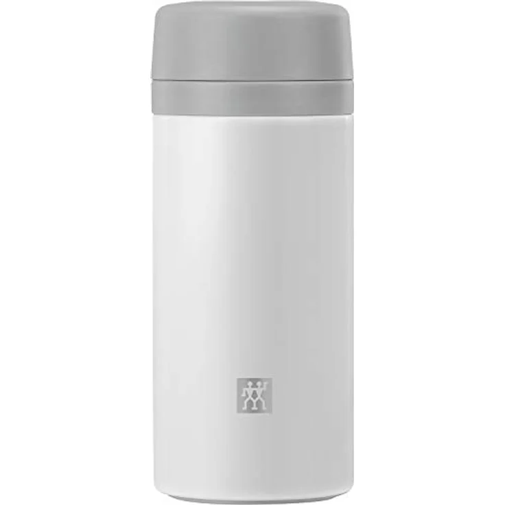 ZWILLING Thermo Thermoflasche, Integrierter Siebeinsatz, Isolierflasche für Tee & Infused Water, Doppelwandisolierung, 420 ml, Höhe: 17,2 cm, Weiß – Bild 1