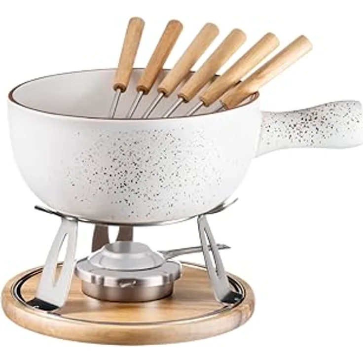 MÄSER 935480 Serie Pintar, 6 Personen, Käsefondue Set im Vintage-Stil, Keramik - Harmonisches Design, robustes Steinzeug, perfekte Wärmeverteilung