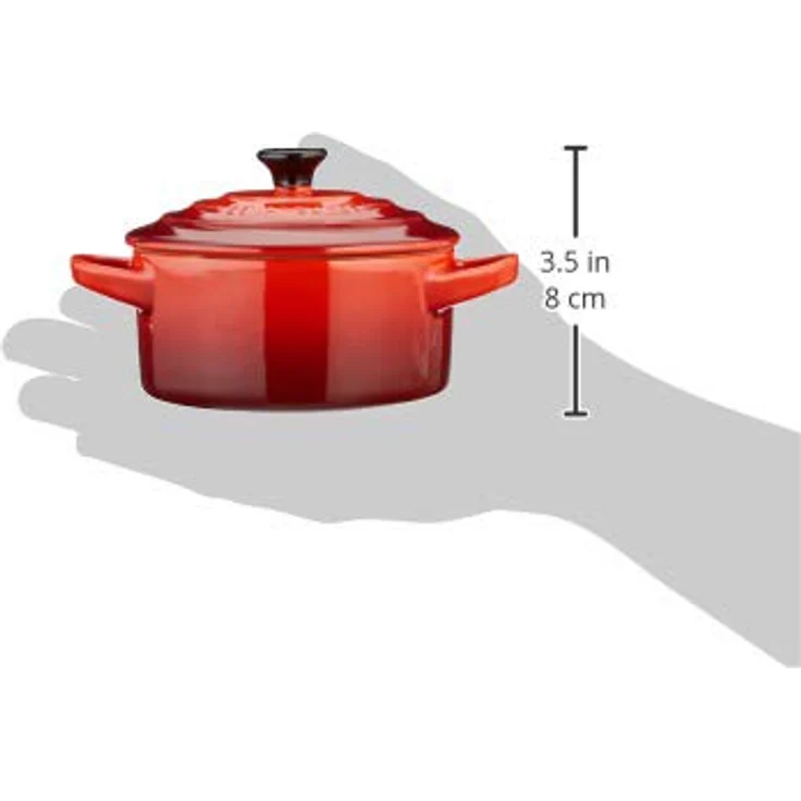 Le Creuset Mini-Cocotte- Bräter-Set, 4-teilig, Rund, Je 200 ml, 10 x 5 cm, Steinzeug, Feuer und Flamme (Gelb-Kirschrot-Ofenrot-Schwarz) – Bild 4