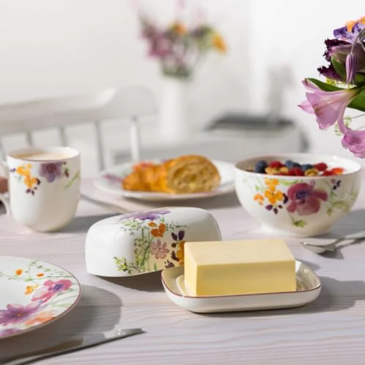 Villeroy & Boch Mariefleur Basic Butterdose mit Deckel, Bunt, Spülmaschinenfest, Mikrowellensicher, Premium Porzellan, Florales Design, Größe: 15 x 12,5 x 6,5 cm – Bild 5