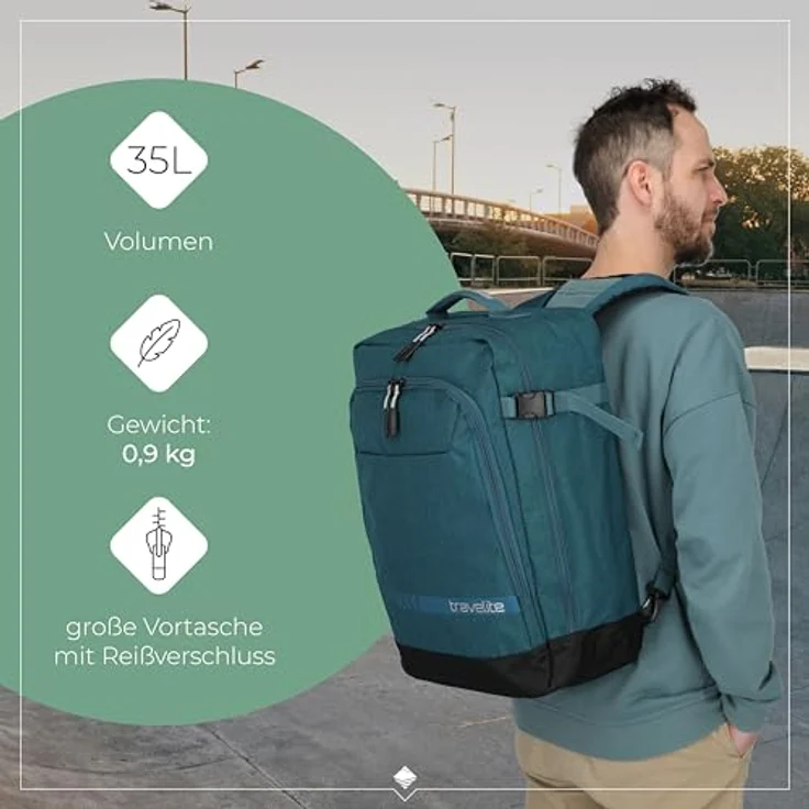 travelite Kick Off Multibag Rucksack 50 cm, petrol – Bild 4