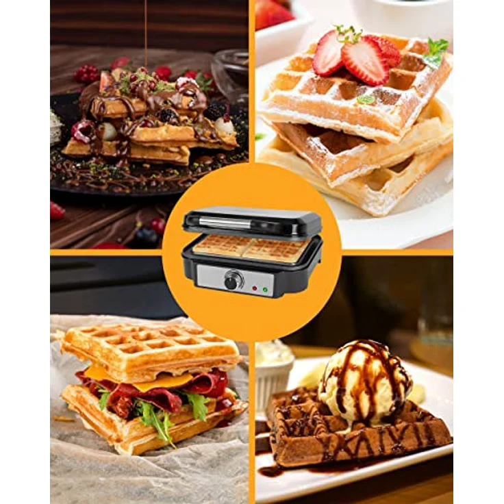ProfiCook Waffeleisen für belgische Waffeln mit 2 Backflächen, Waffeleisen belgische Waffel 1000 Watt antihaftbeschichtet Edelstahl, stufenlos wählbarer Bräunungsgrad, PC-WA 1240 – Bild 5