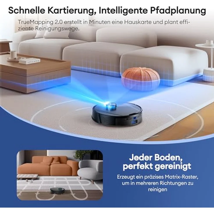Ultenic Saugroboter ULT-L10, 4-in-1 mit Wischfunktion, 10.000 Pa Saugkraft, 200 Min Laufzeit, LiDAR-Navigation, Selbstentleerungsstation – Bild 8
