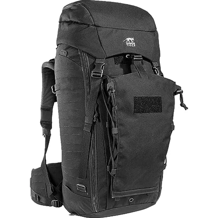Tasmanian Tiger Modular Pack 45 Plus, Trekkingrucksack mit abnehmbarem Deckel und MOLLE-System, 45 Liter, Schwarz